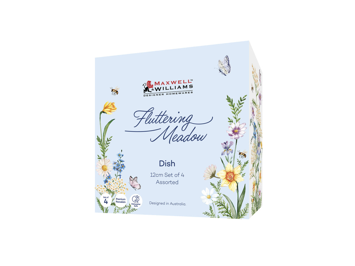 MW Fluttering Meadow Dish 12cm Set of 4 Assorted Gift Boxed