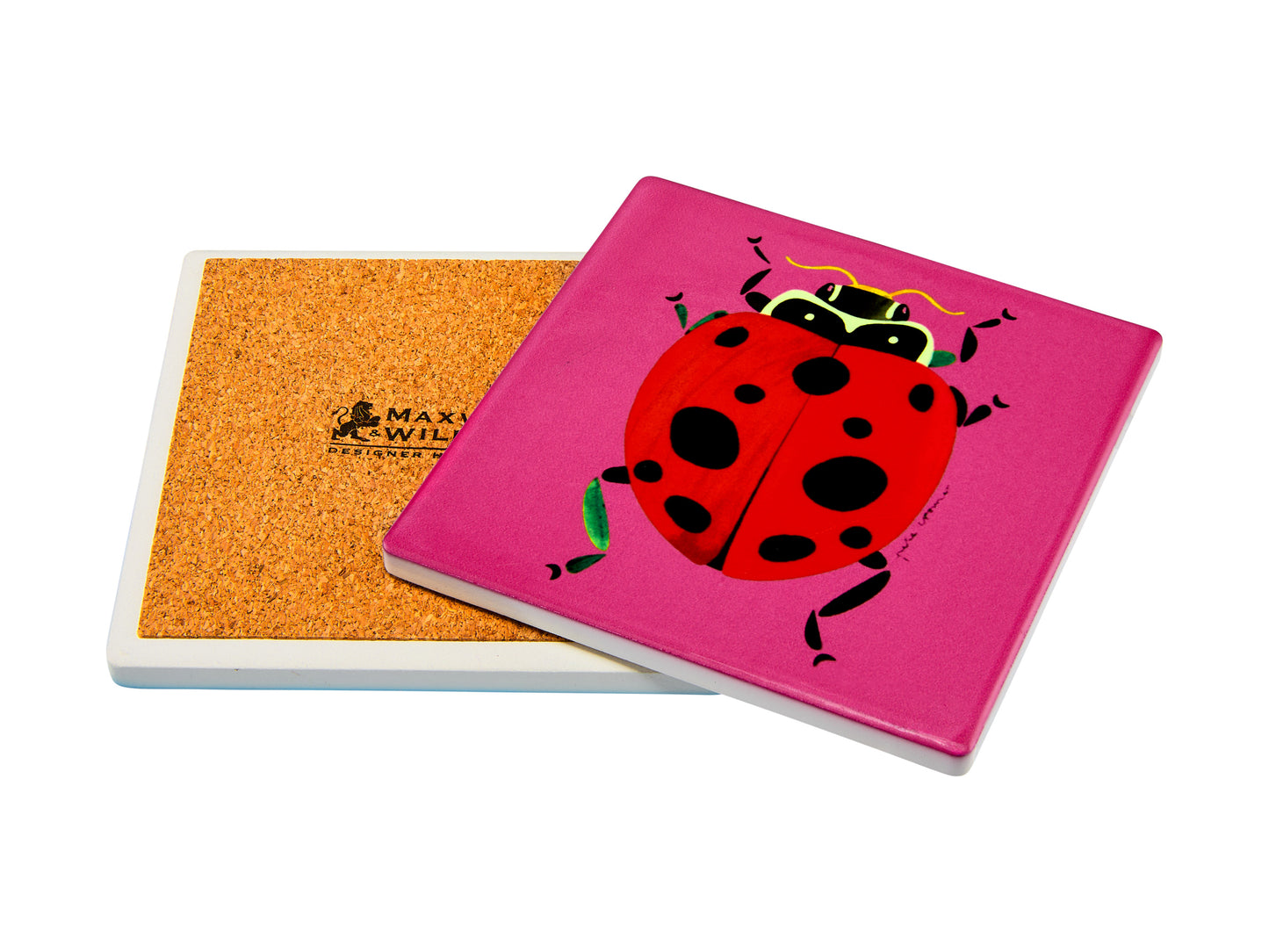 MW Pete Cromer Garden Party Ceramic Square Coaster 9.5cm Ladybird