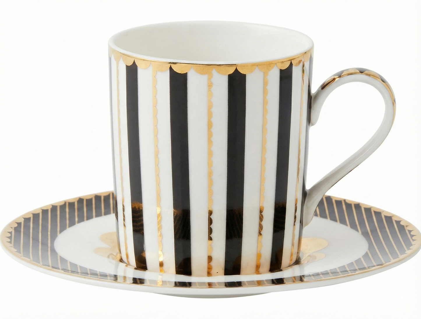 Maxwell & Williams Teas & C's Regency Demi Cup & Saucer 100ml Set of 2 Black Gift Boxed