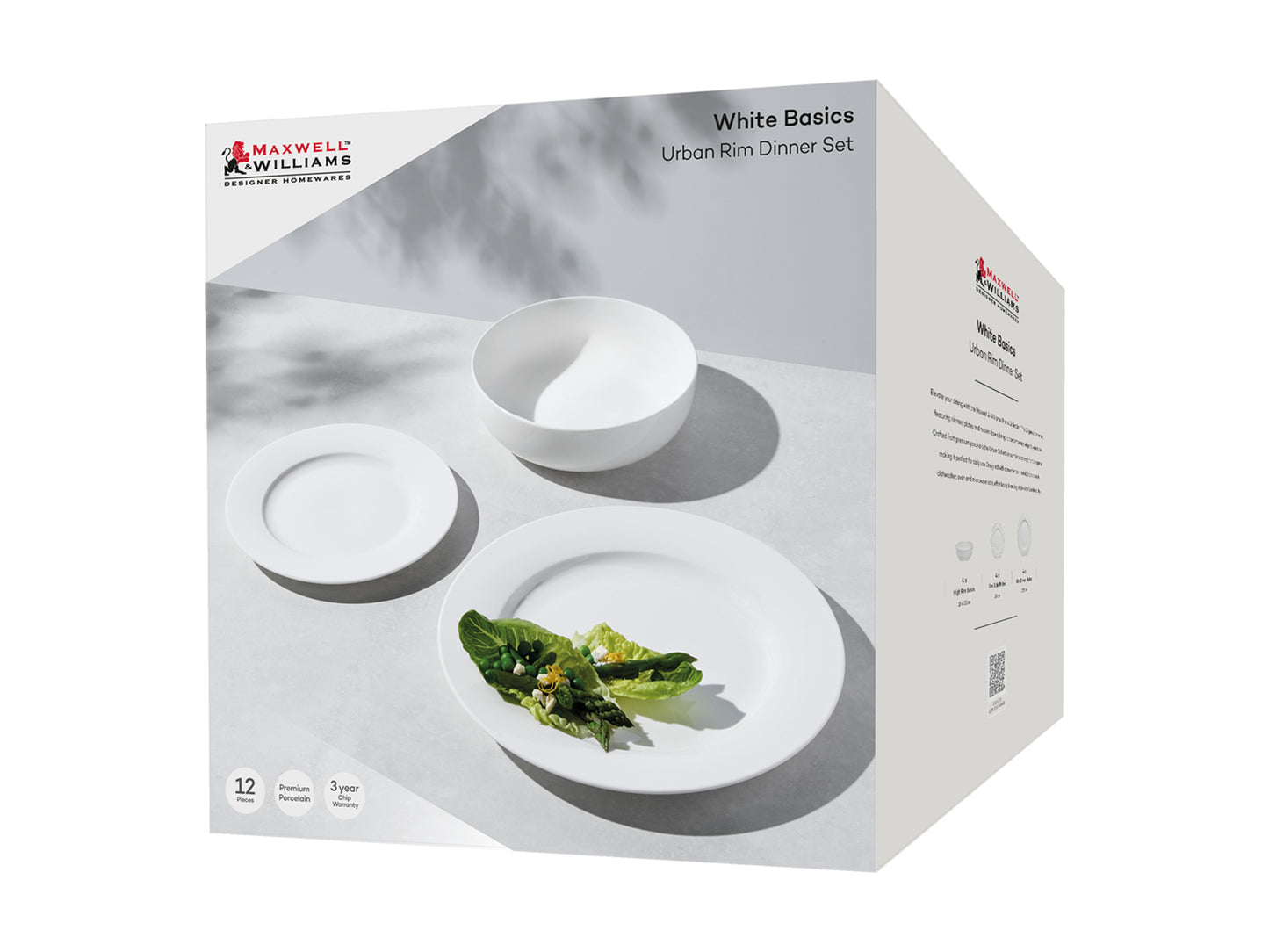 MW White Basics Urban Rim Dinner Set 12pc Gift Boxed