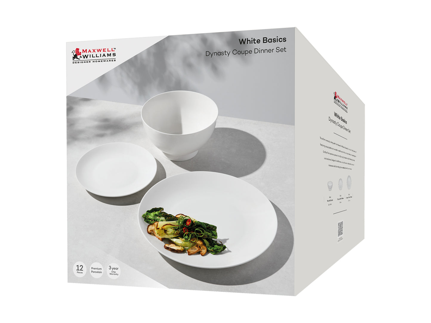 MW White Basics Dynasty Coupe Dinner Set 12pc Gift Boxed