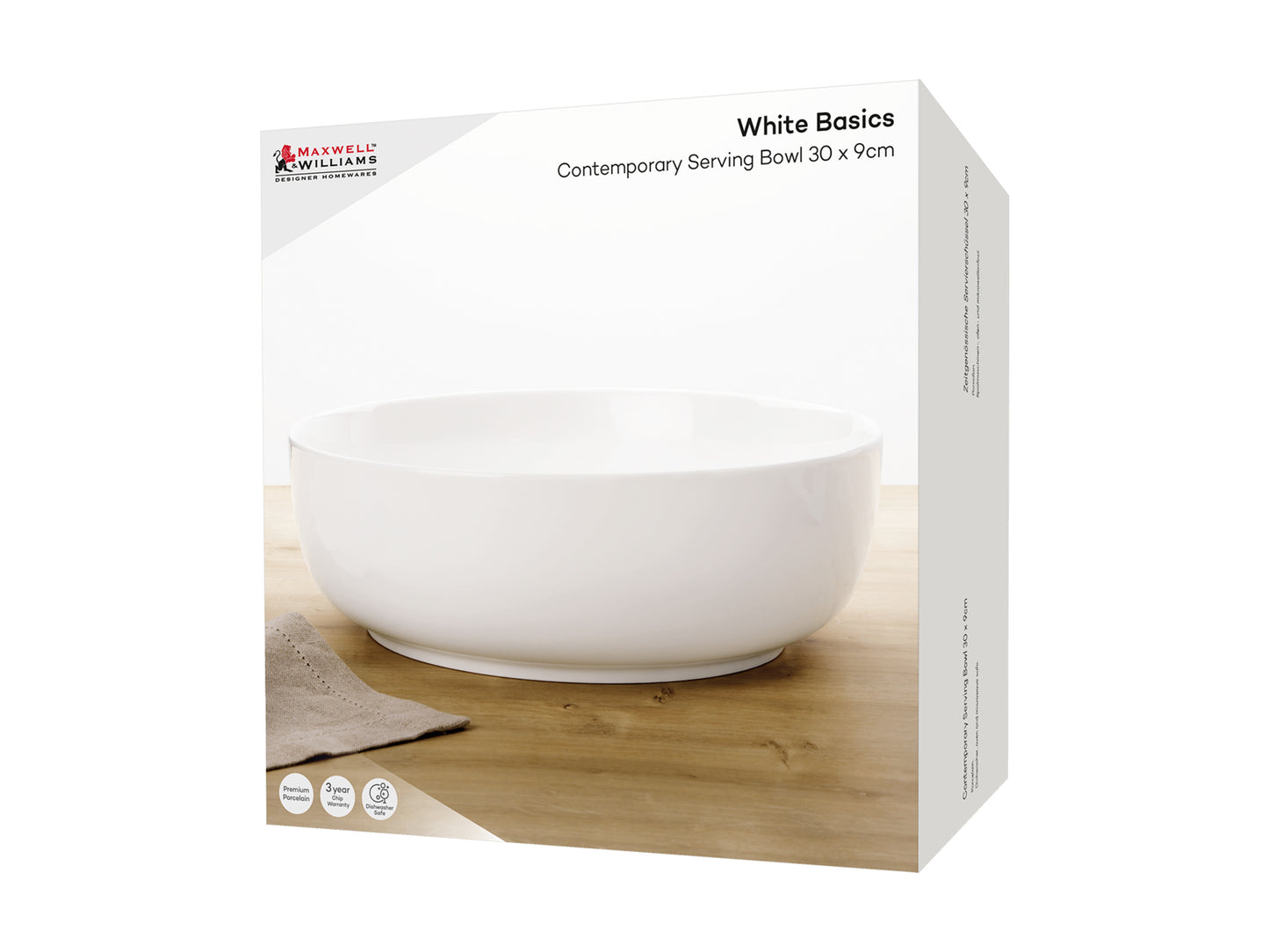 MW White Basics Contemporary Serving Bowl 30x9cm Gift Boxed