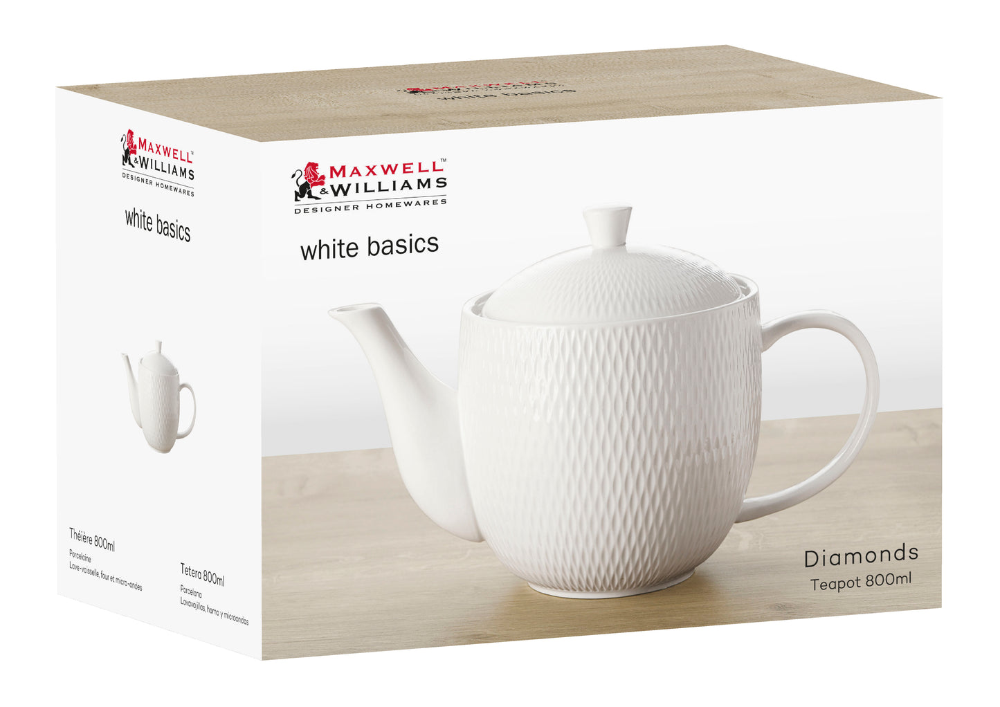 Maxwell & Williams White Basics Diamonds Teapot 800ml