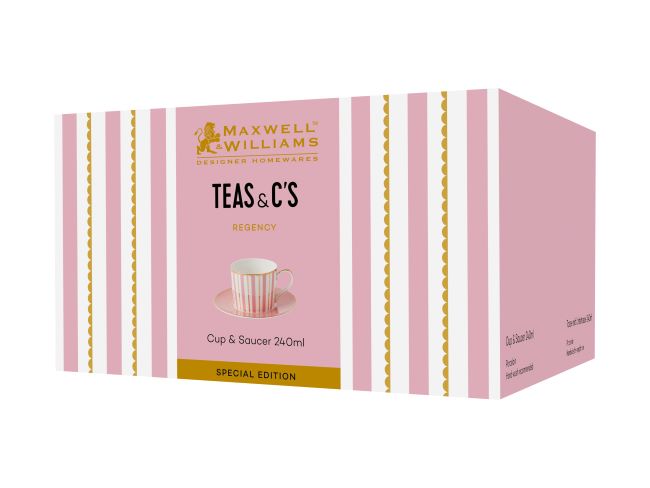 Maxwell & Williams Teas & C's Regency Cup & Saucer 240ml Pink Gift Boxed