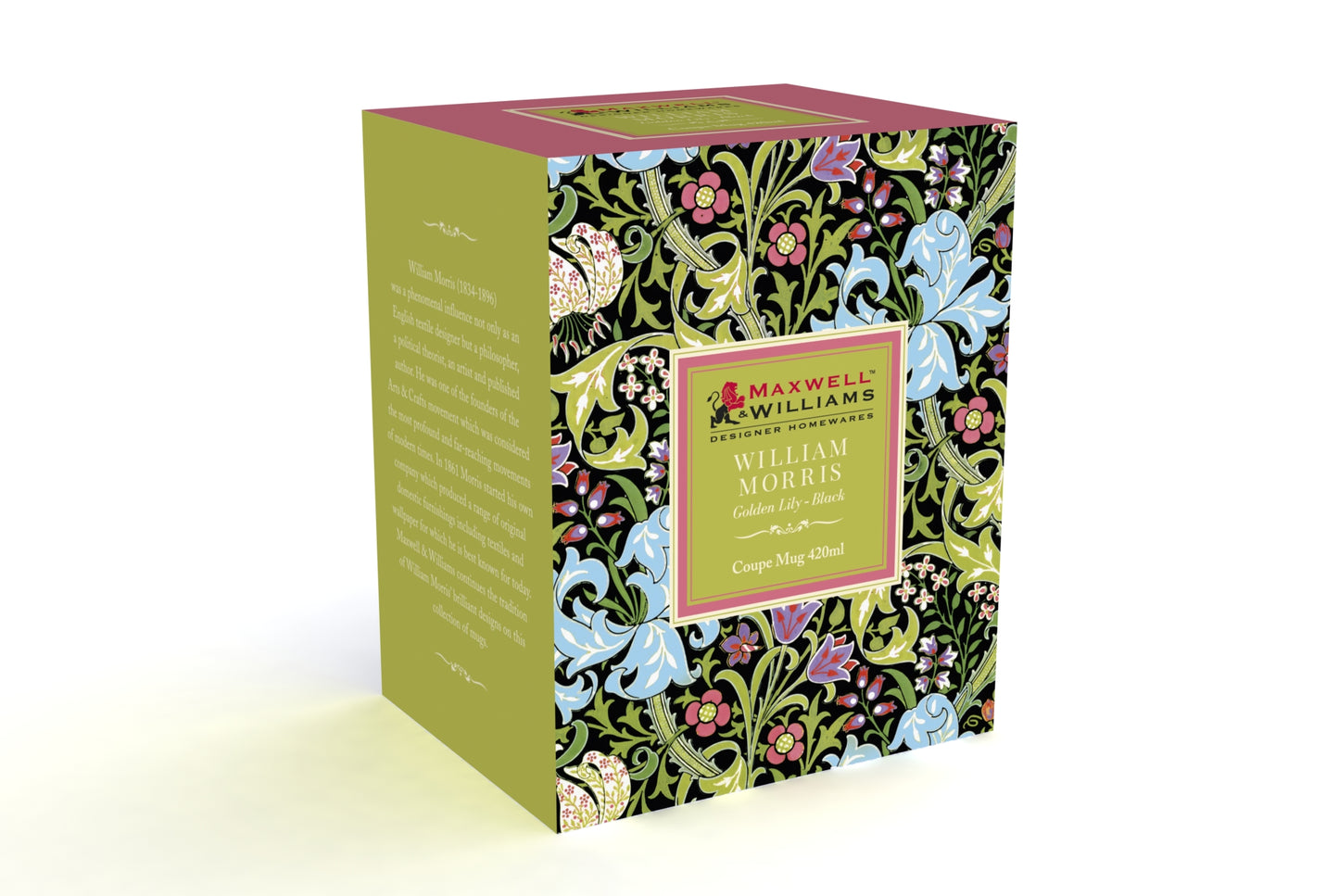 Maxwell & Williams William Morris Mug Golden Lily Black Coupe 420ml