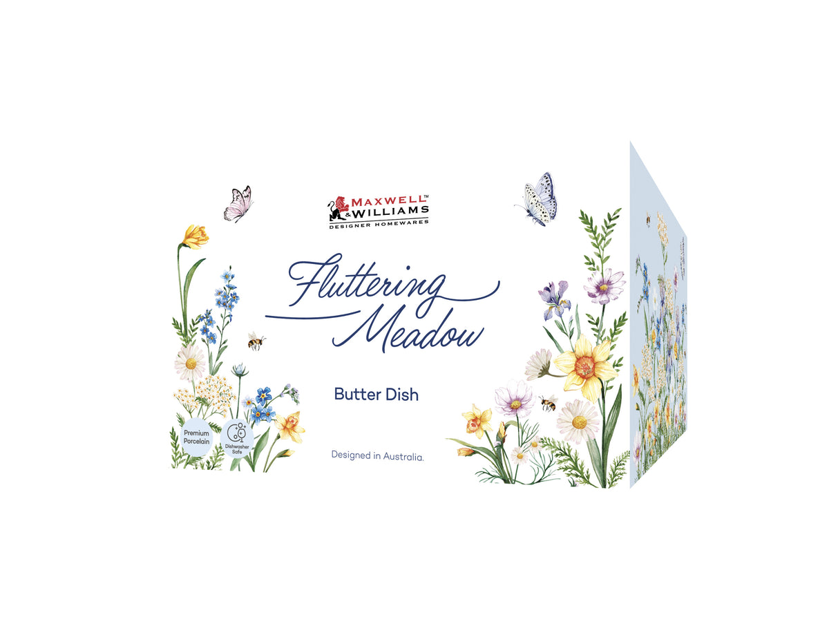 MW Fluttering Meadow Butter Dish 17x13x9.5cm Gift Boxed