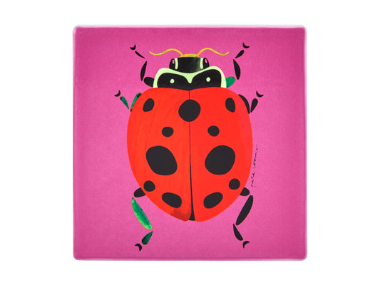 MW Pete Cromer Garden Party Ceramic Square Coaster 9.5cm Ladybird
