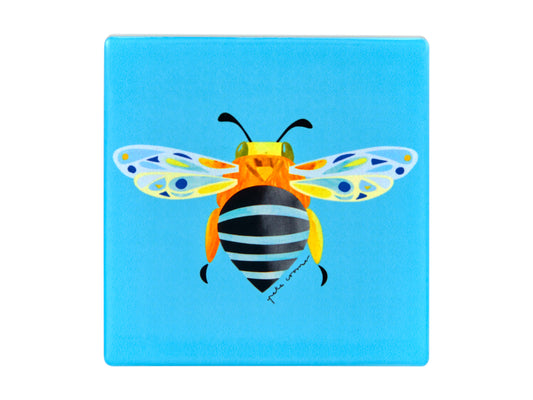 MW Pete Cromer Garden Party Ceramic Square Coaster 9.5cm Blue Banded Bee