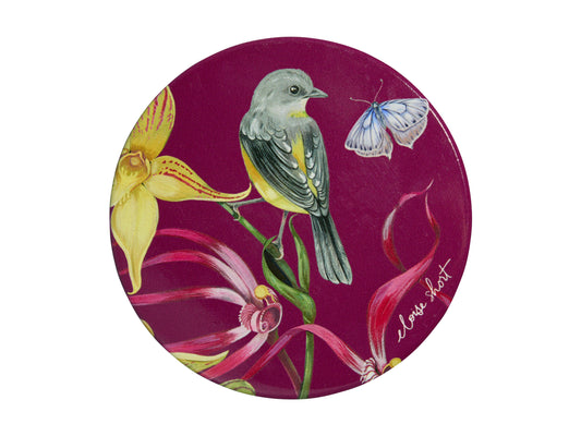 MW Eloise Short Lyric Ceramic Round Coaster 10cm Yellow Robin