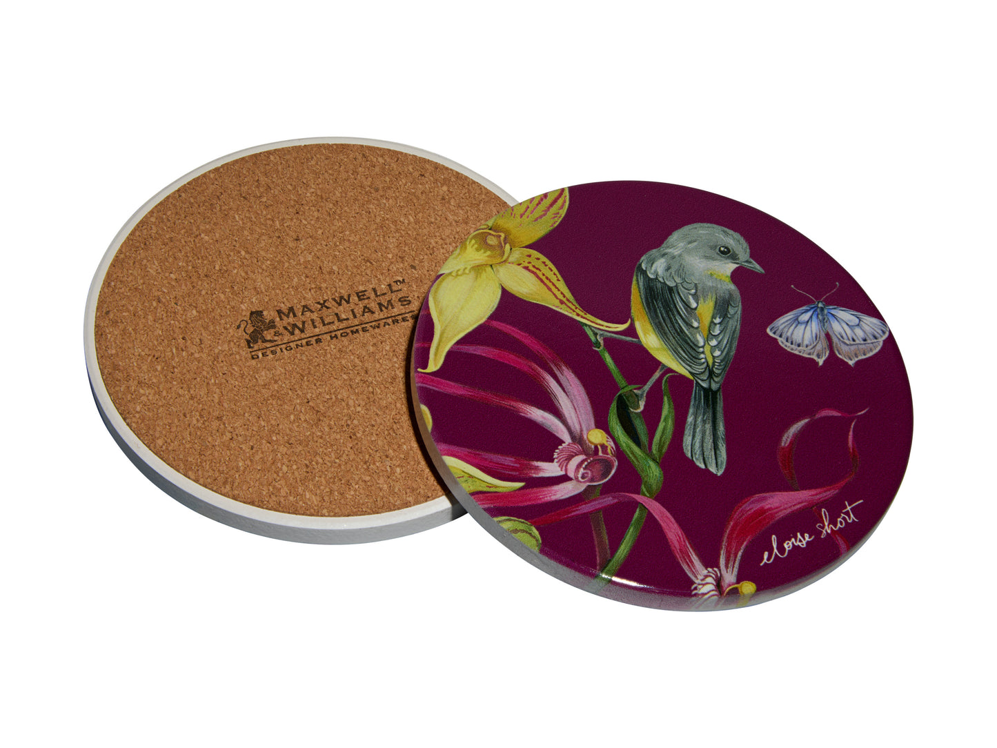 MW Eloise Short Lyric Ceramic Round Coaster 10cm Yellow Robin
