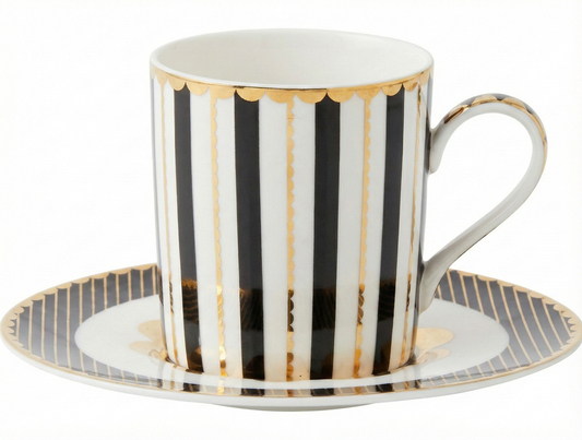Maxwell & Williams Teas & C's Regency Demi Cup & Saucer 100ml Set of 2 Black Gift Boxed