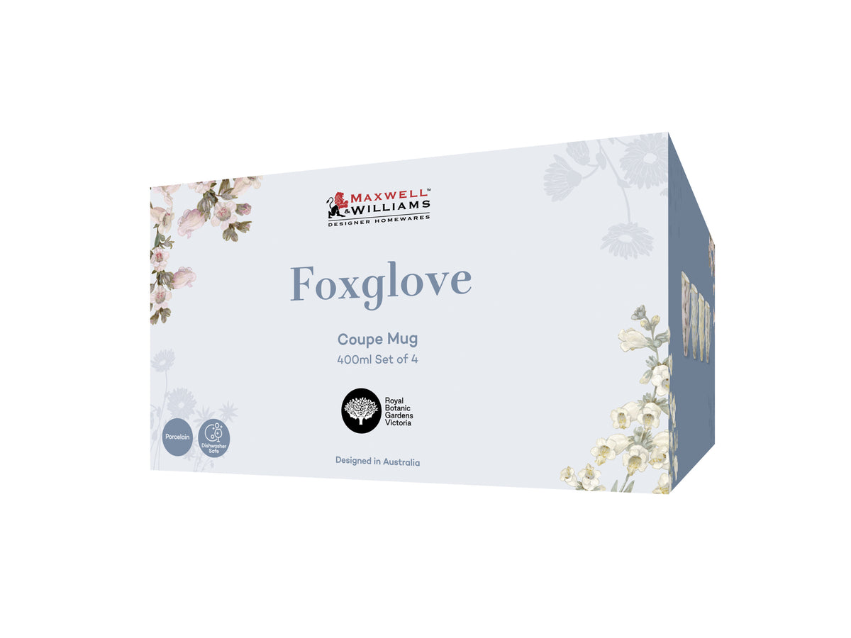MW Royal Botanic Gardens Foxglove Coupe Mug 400ML Set of 4 Assorted Gift Boxed