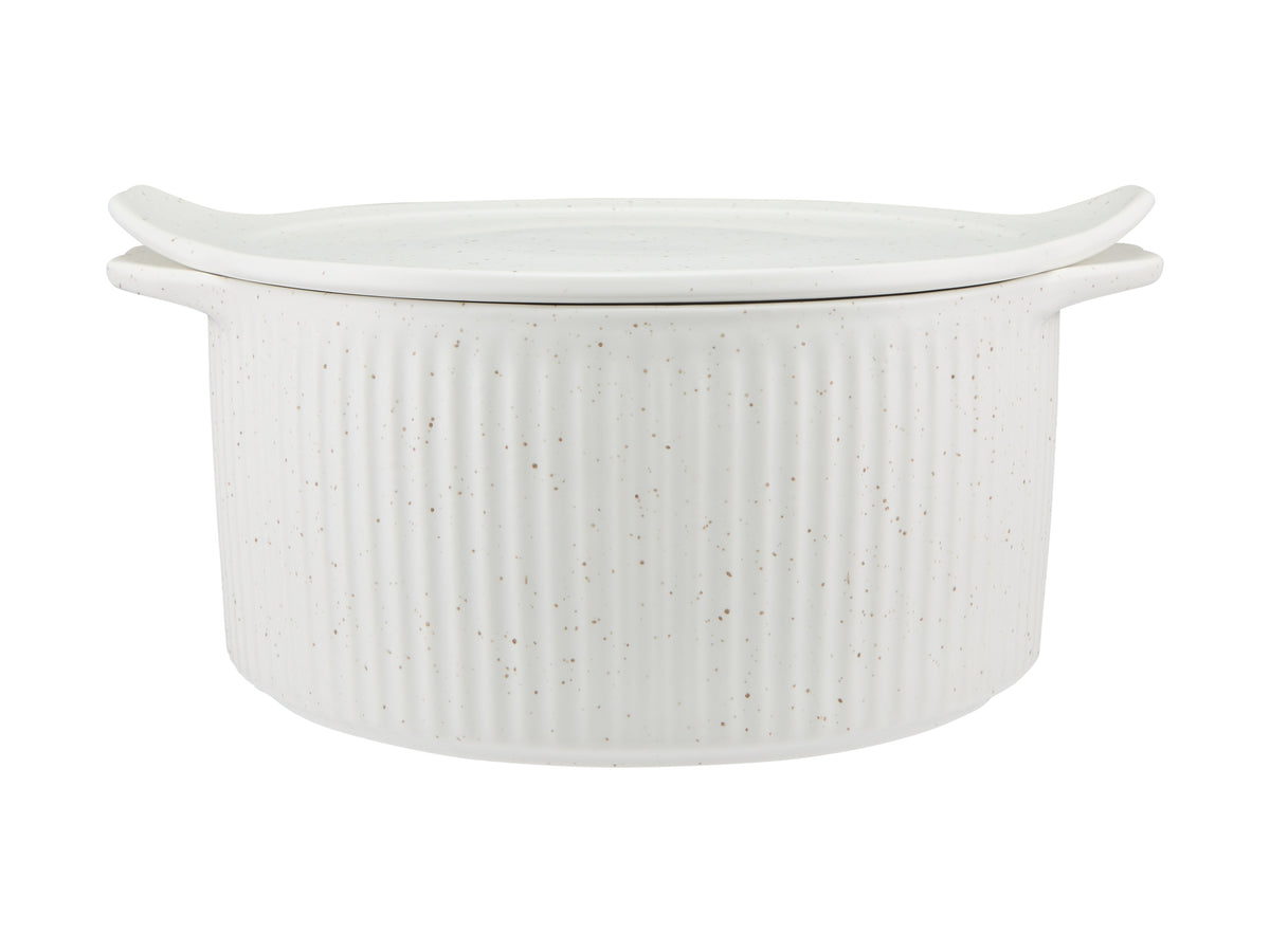 MW Speckle Round Casserole With Tray Lid 3L Cream Gift Boxed