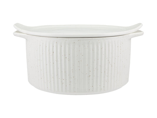 MW Speckle Round Casserole With Tray Lid 3L Cream Gift Boxed