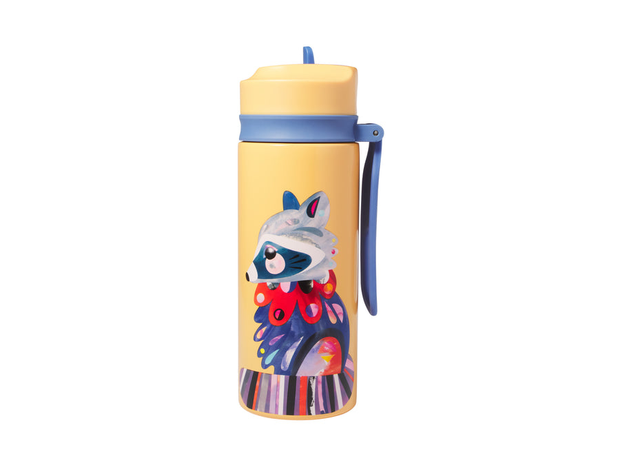 MW Pete Cromer Woodland Creatures Double Wall Insulated Bottle 500ML Raccoon