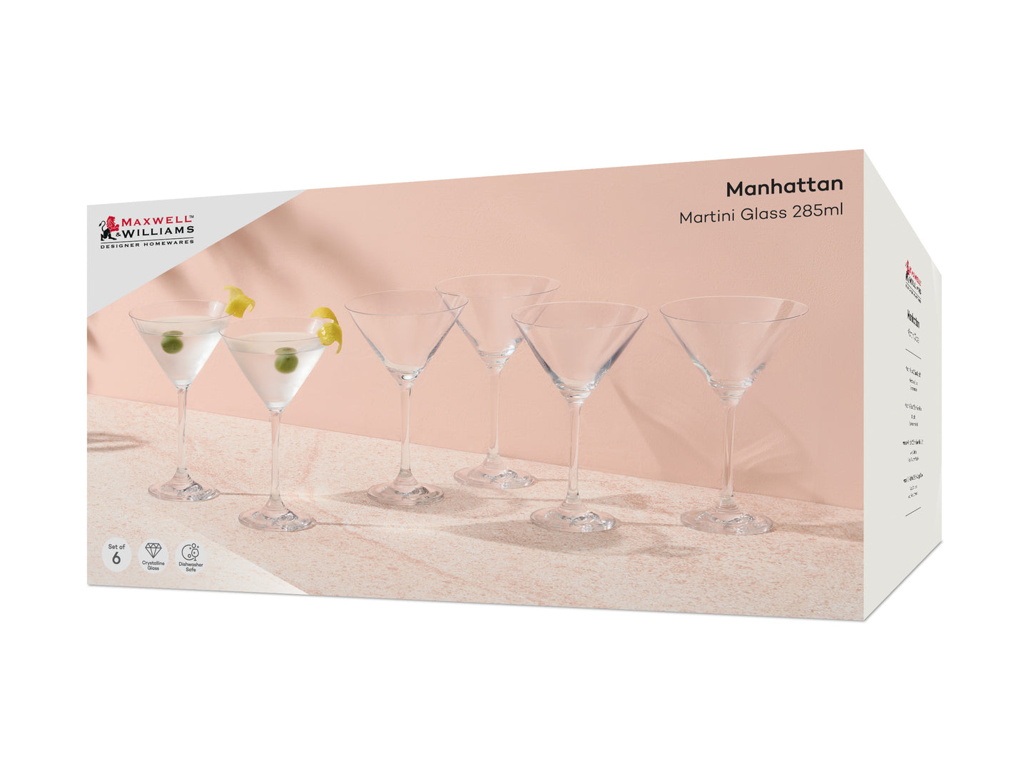MW Manhattan Martini Glass 285ML Set of 6 Gift Boxed