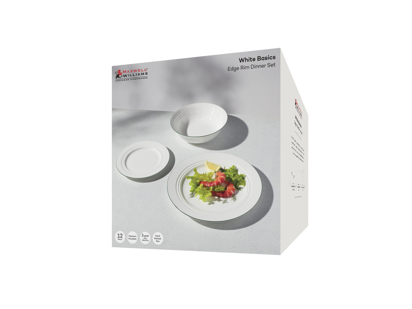 MW White Basics Edge Rim Dinner Set 12pc Gift Boxed