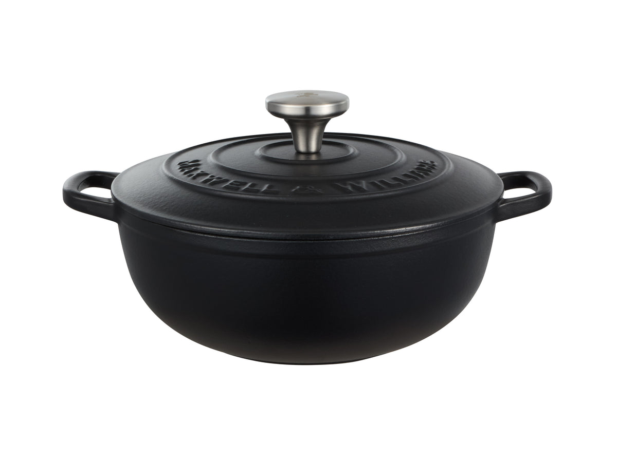 MW Cast Iron Round Casserole Black 24cm / 3.3L Gift Boxed