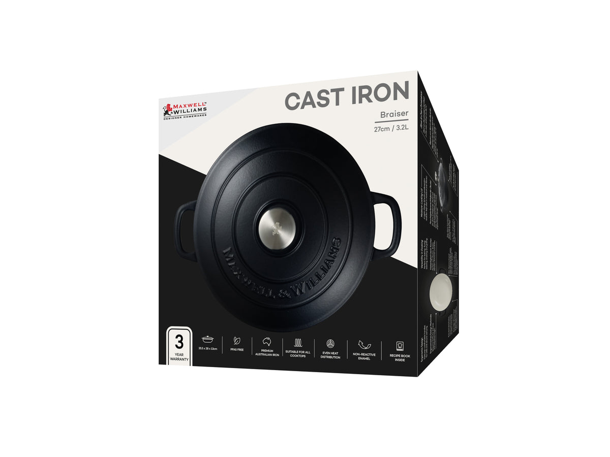 MW Cast Iron Braiser Black 27cm / 3.3L Gift Boxed