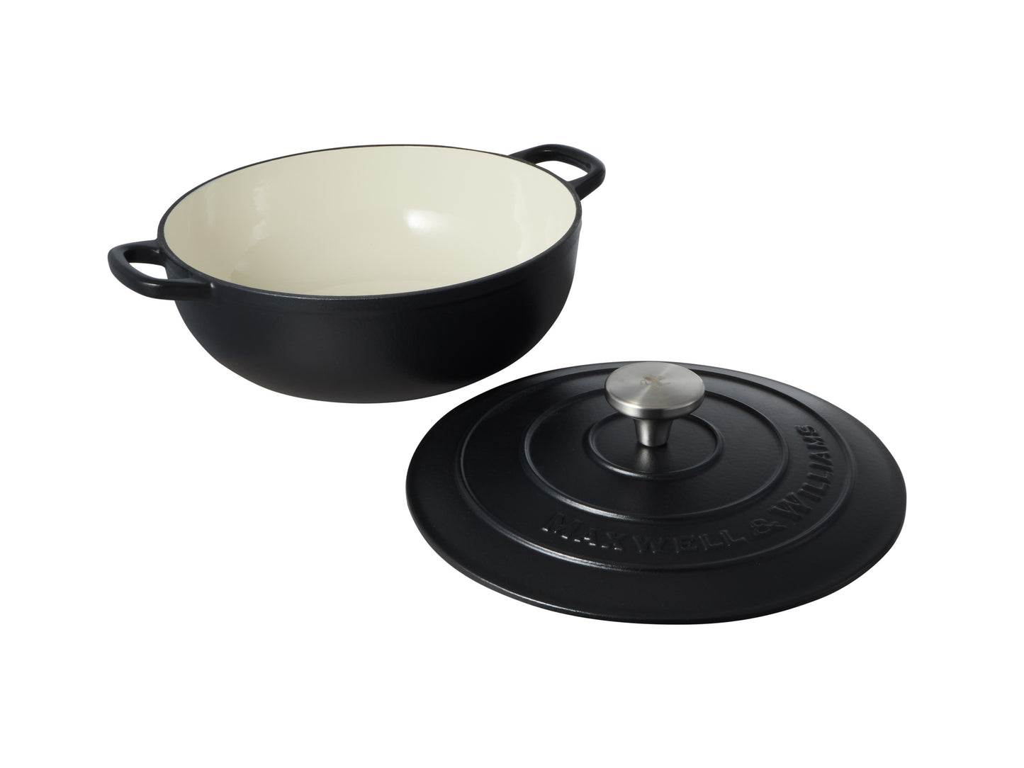 MW Cast Iron Round Casserole Black 26cm / 4L Gift Boxed