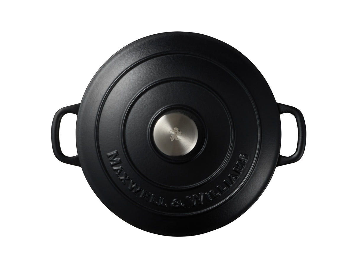 MW Cast Iron Round Casserole Black 26cm / 4L Gift Boxed