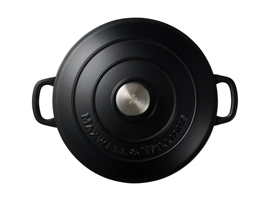 MW Cast Iron Round Casserole Black 28cm / 6.2L Gift Boxed