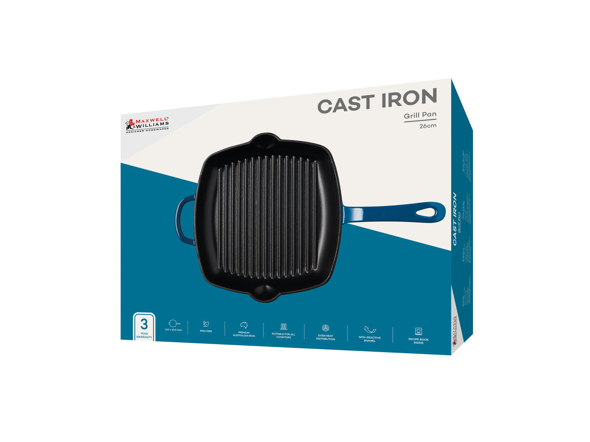 MW Cast Iron Grill pan Midnight Blue 26cm Gift Boxed