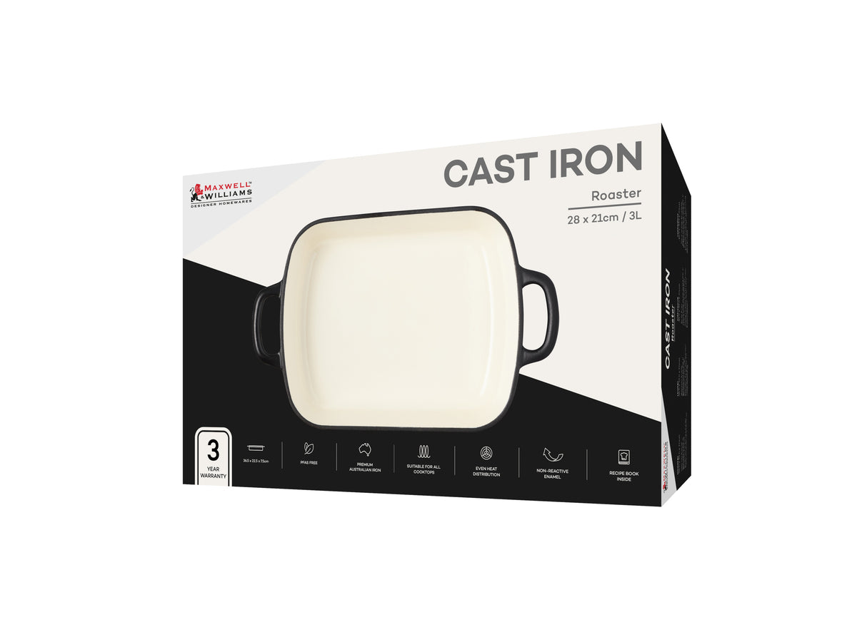 MW Cast Iron Roaster Black 28x21cm / 3L Gift Boxed