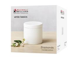 Maxwell & Williams White Basics Diamonds Canister 600ml Gift Boxed
