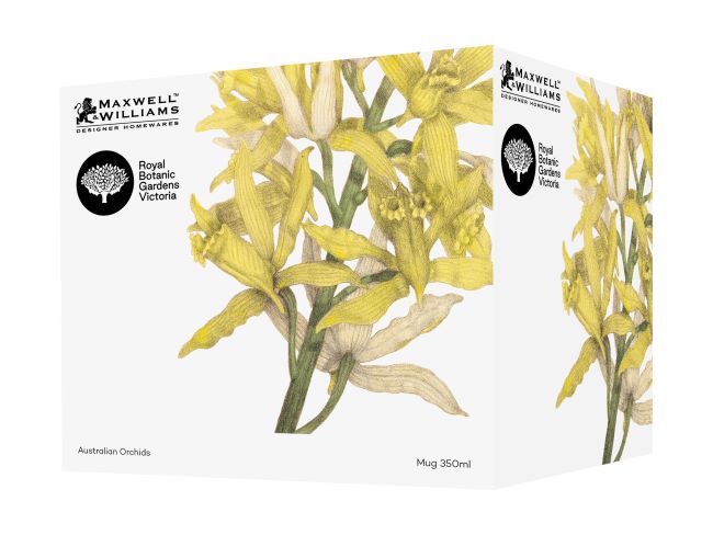 Maxwell & Williams Royal Botanic Gardens Australian Orchids Mug 350ML Yellow Gift Boxed