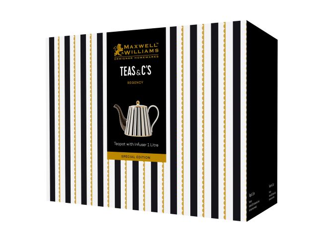 Maxwell & Williams Teas & C's Regency Teapot With Infuser 1L Black Gift Boxed