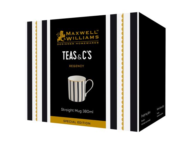 Maxwell & Williams Teas & C's Regency Straight Mug 380ml Black Gift Boxed