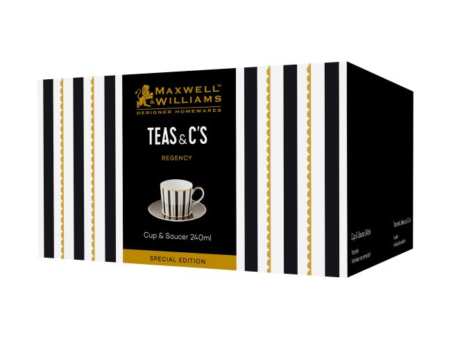 Maxwell & Williams Teas & C's Regency Cup & Saucer 240ml Black Gift Boxed