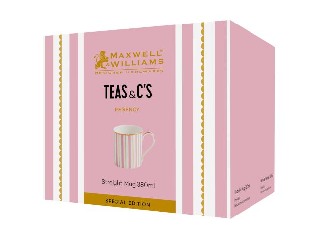 Maxwell & Williams Teas & C's Regency Straight Mug 380ml Pink Gift Boxed