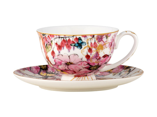 Maxwell & Williams Estelle Michaelides Enchantment Footed Cup & Saucer 200ml White Gift Boxed
