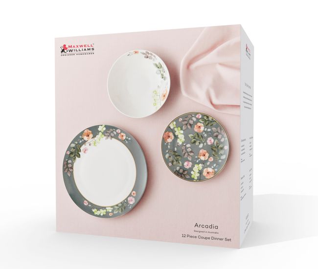 Maxwell & Williams Arcadia Coupe Dinner Set 12pc Green Gift Boxed