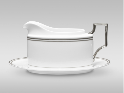 Noritake Aidan Platinum Gravy Boat & Stand