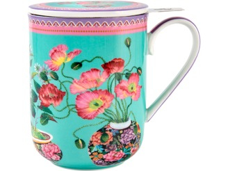 Maxwell & Williams Gabby Malpas Jardin Mug With Infuser 340ML Poppy Gift Boxed