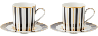 Maxwell & Williams Teas & C's Regency Demi Cup & Saucer 100ML Set of 2 Black Gift Boxed