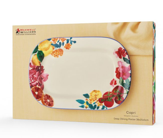 Maxwell & Williams Capri Deep Oblong Platter 38x25x5cm Gift Boxed