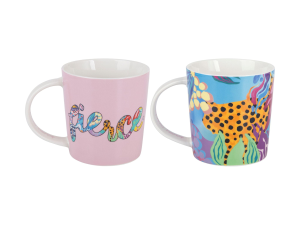 Maxwell & Williams Kasey Rainbow Be Fierce Mug Set of 2 380ML Fierce Gift Boxed