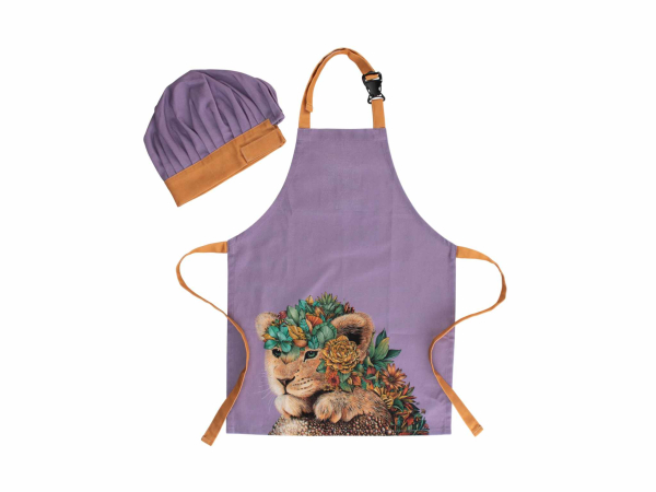 MW MF WILD PLANET APRON/HAT LION