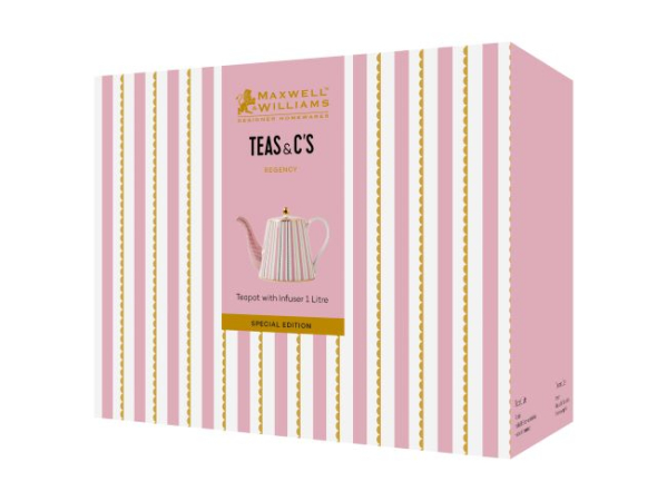 Maxwell & Williams Teas & C's Regency Teapot With Infuser 1lt Pink Gift Boxed