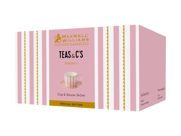 Maxwell & Williams Teas & C's Regency Cup & Saucer 240ML Pink Gift Boxed