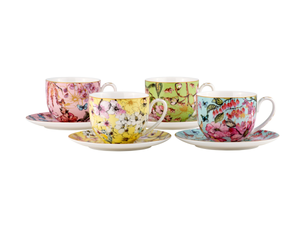 Maxwell & Williams Estelle Michaelides Enchantment Cup & Saucer 280ML Set of 4 Gift Boxed