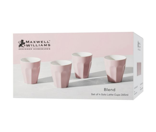 Maxwell & Williams Blend Sala Latte Cup 265ML Set of 4 Rose Gift Boxed