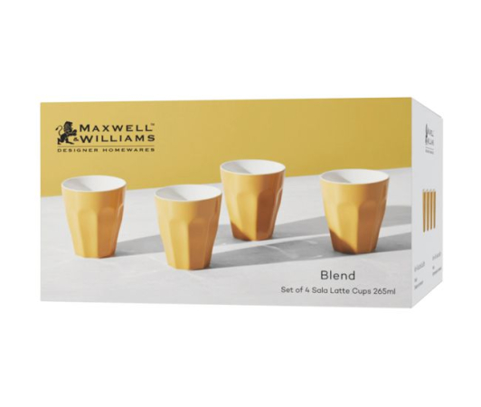 Maxwell & Williams Blend Sala Latte Cup 265ML Set of 4 Mustard Gift Boxed